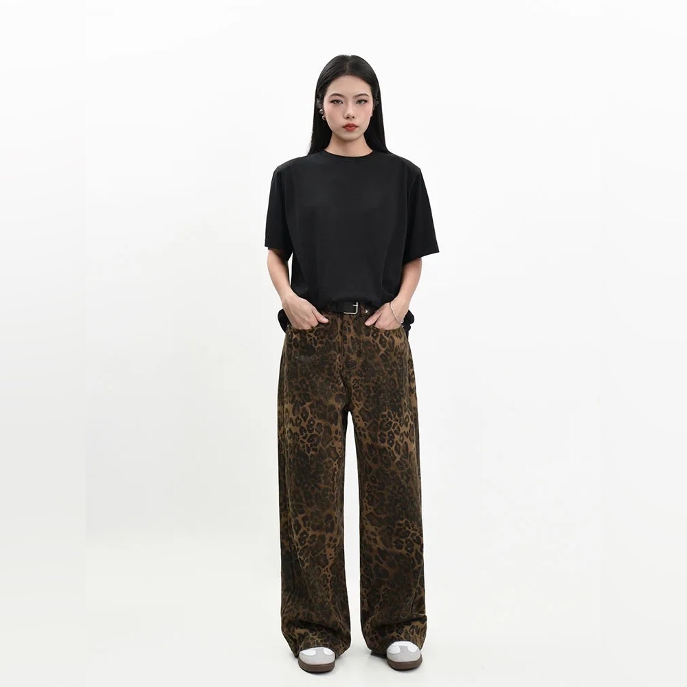 Leopard Print Denim Jeans